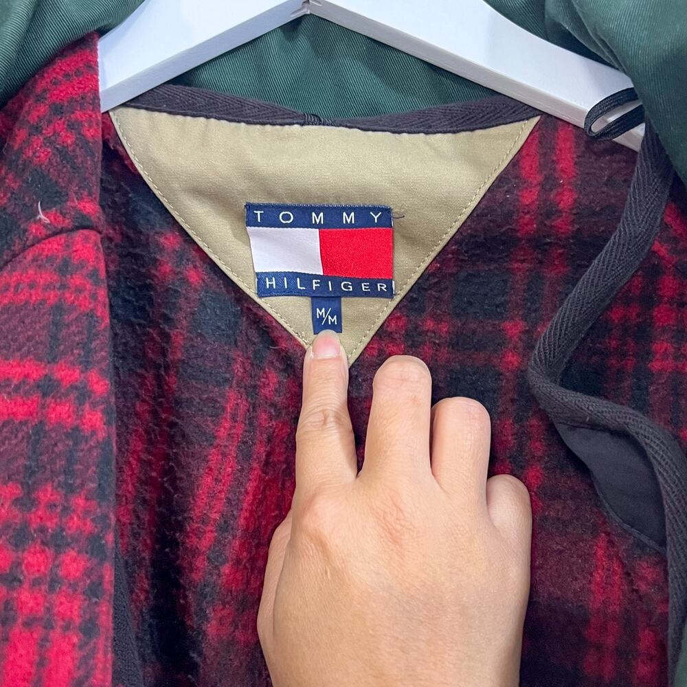 Vintage 90s Tommy Hilfiger Mens Size M Outdoor Hunting Parka Layer Jacket Khaki - Picture 13 of 16